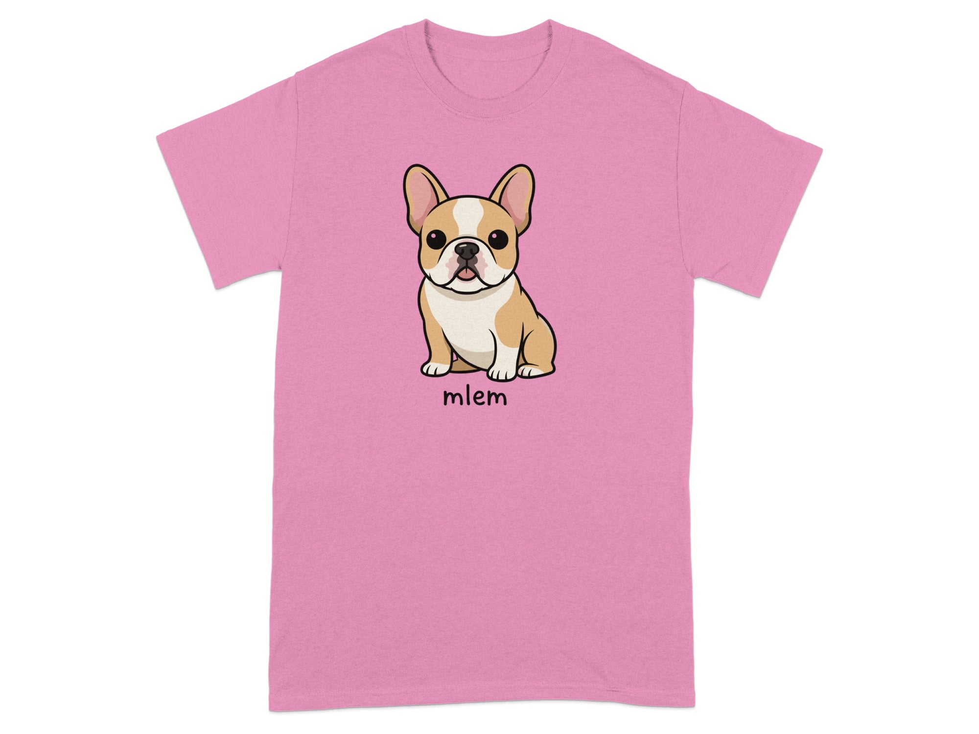 Pink T-shirt Featuring Adorable French Bulldog Illustration
