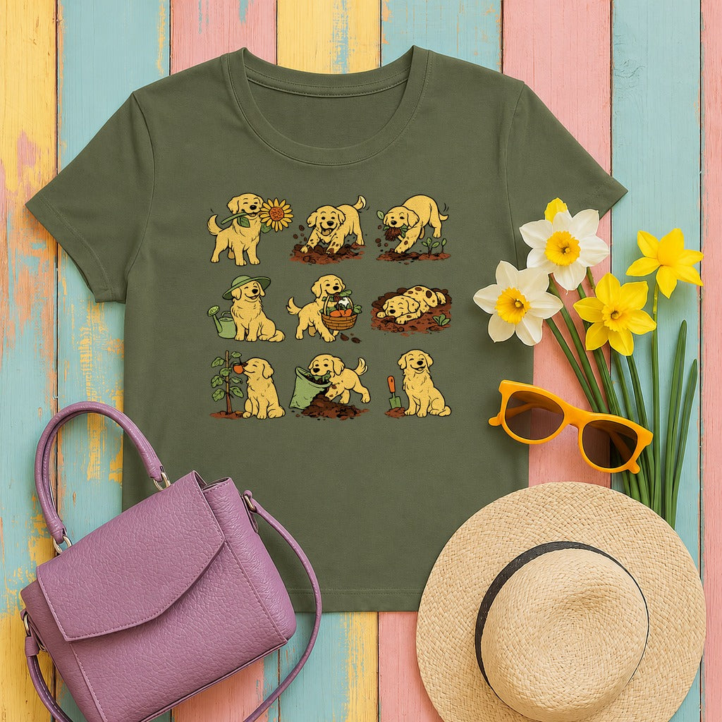 The Golden Gardener Pup T-Shirt in Military Green