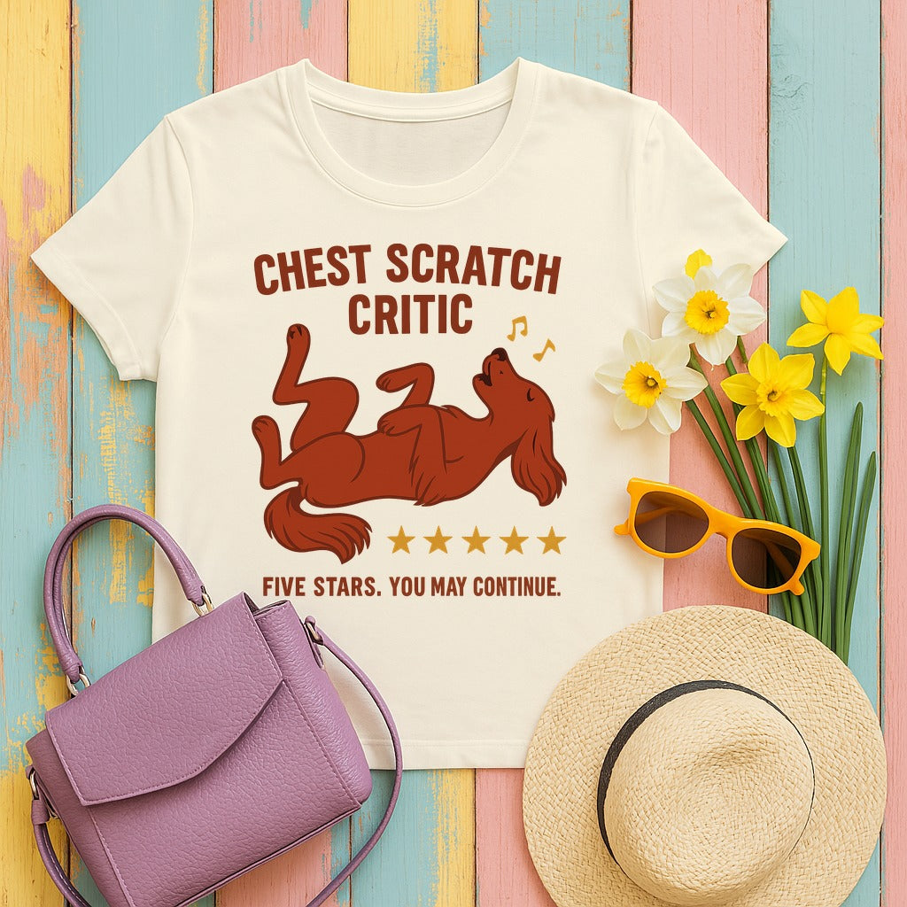 Irish Setter Chest Scratch Critic T-shirt in Natural