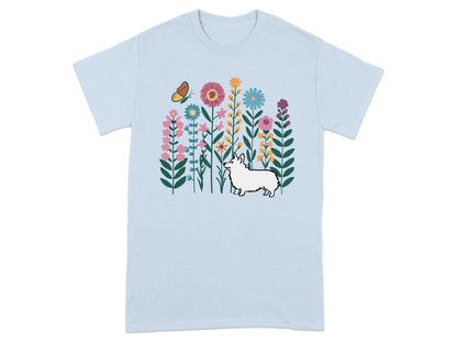Floral Garden with Dog and Butterfly T-Shirt product