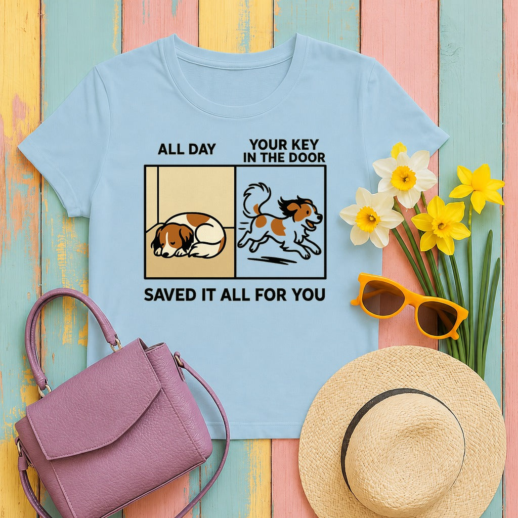 Kooikerhondje Saved It All For You Tee in Light Blue