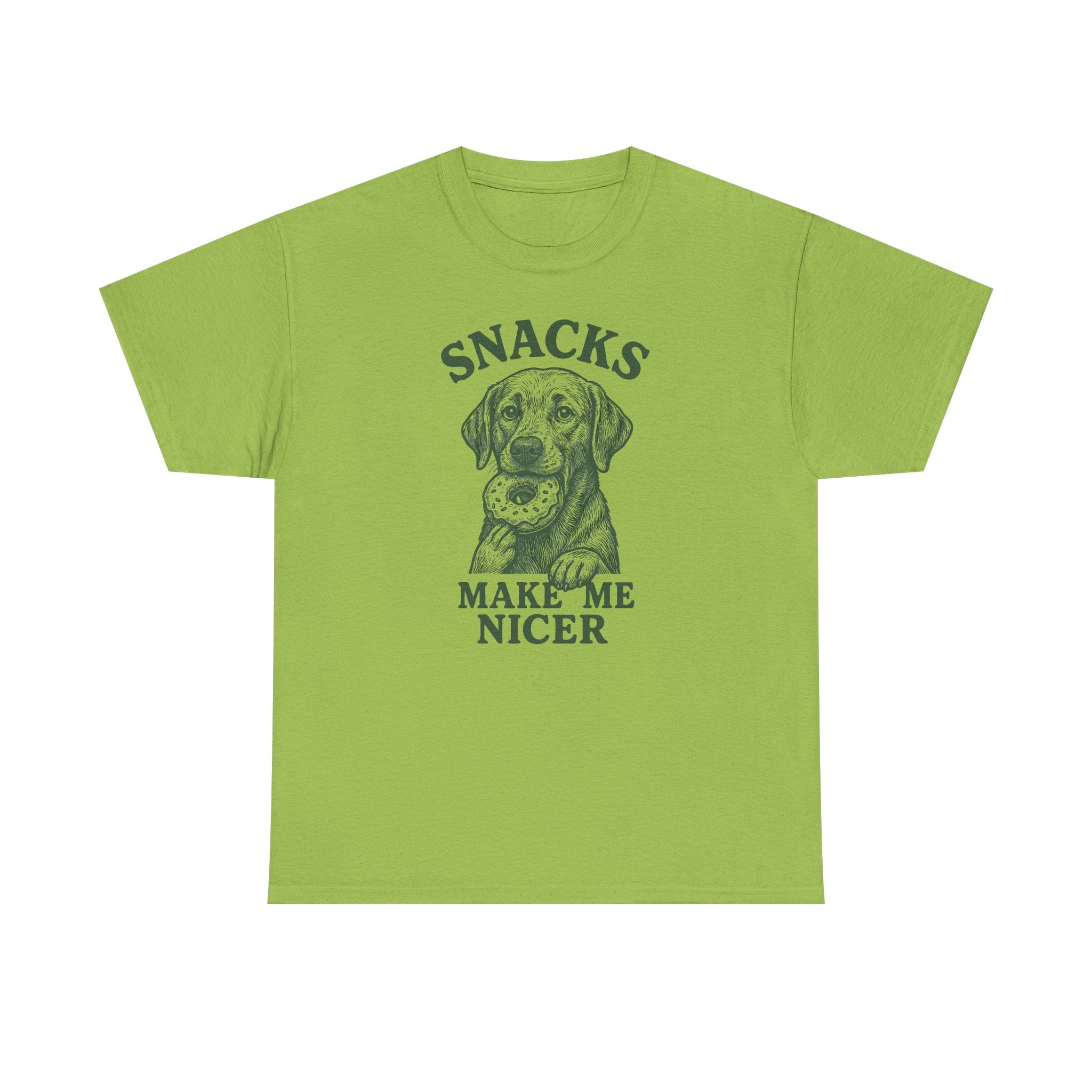 Snacks Make Me Nicer Labrador With Donut Graphic Novelty T-Shirt