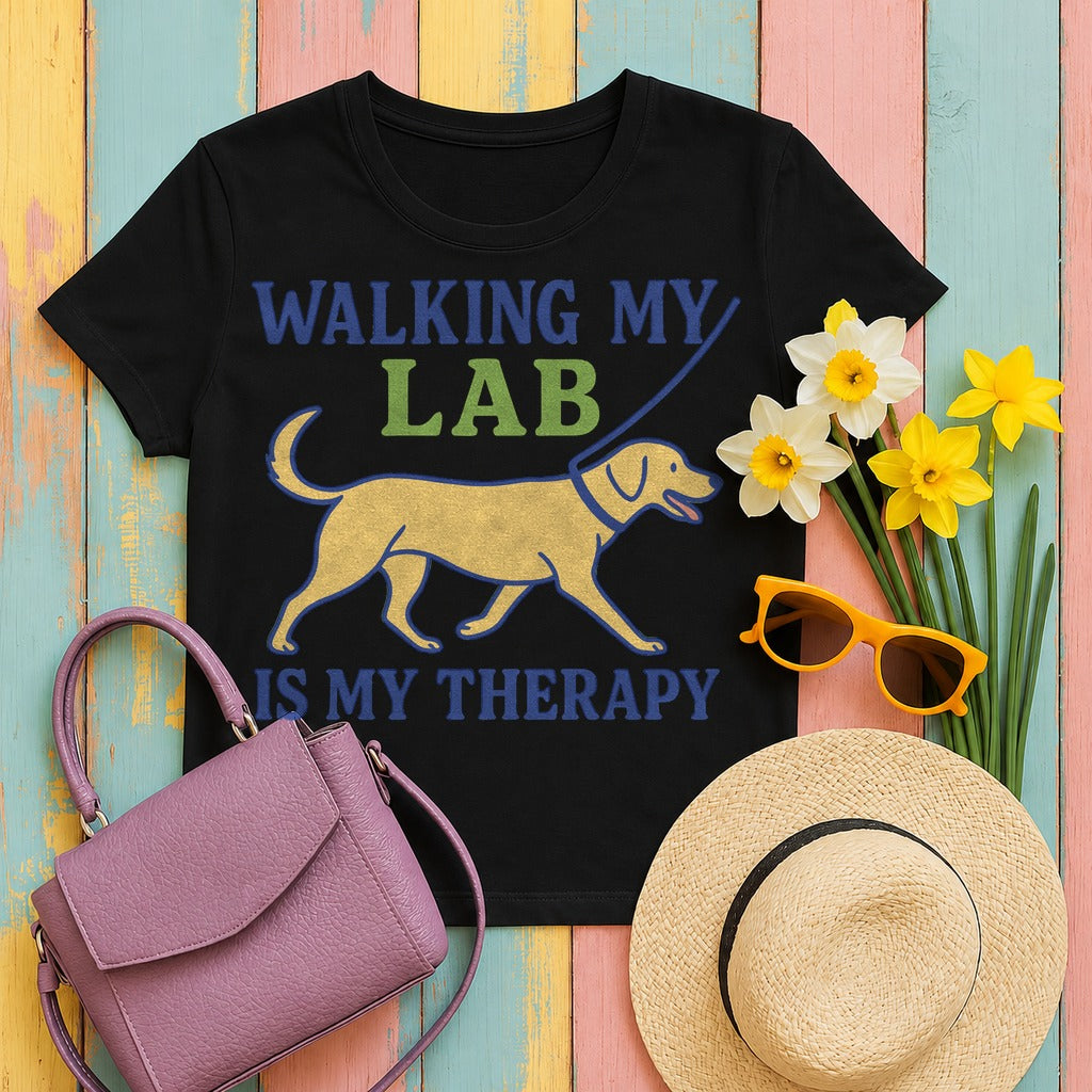 Walking My Lab T-Shirt in Black