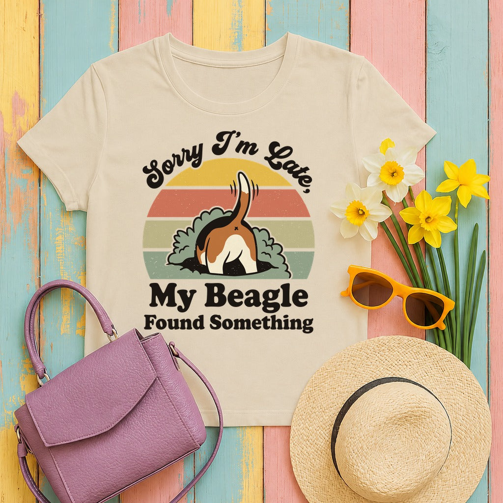Sorry I'm Late Beagle T-Shirt in Sand