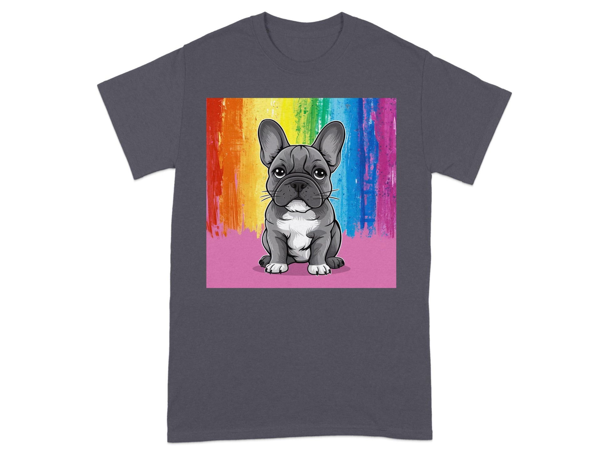 Colorful Rainbow Frenchie Print Graphic Tee product type