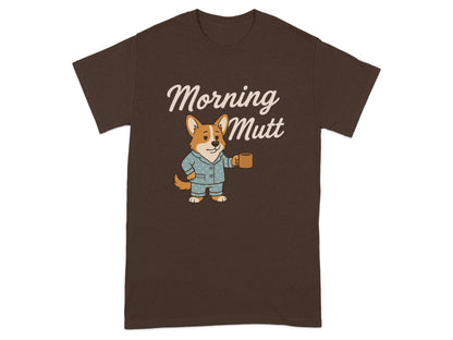 Morning Mutt Corgi with Coffee Graphic T-Shirt product