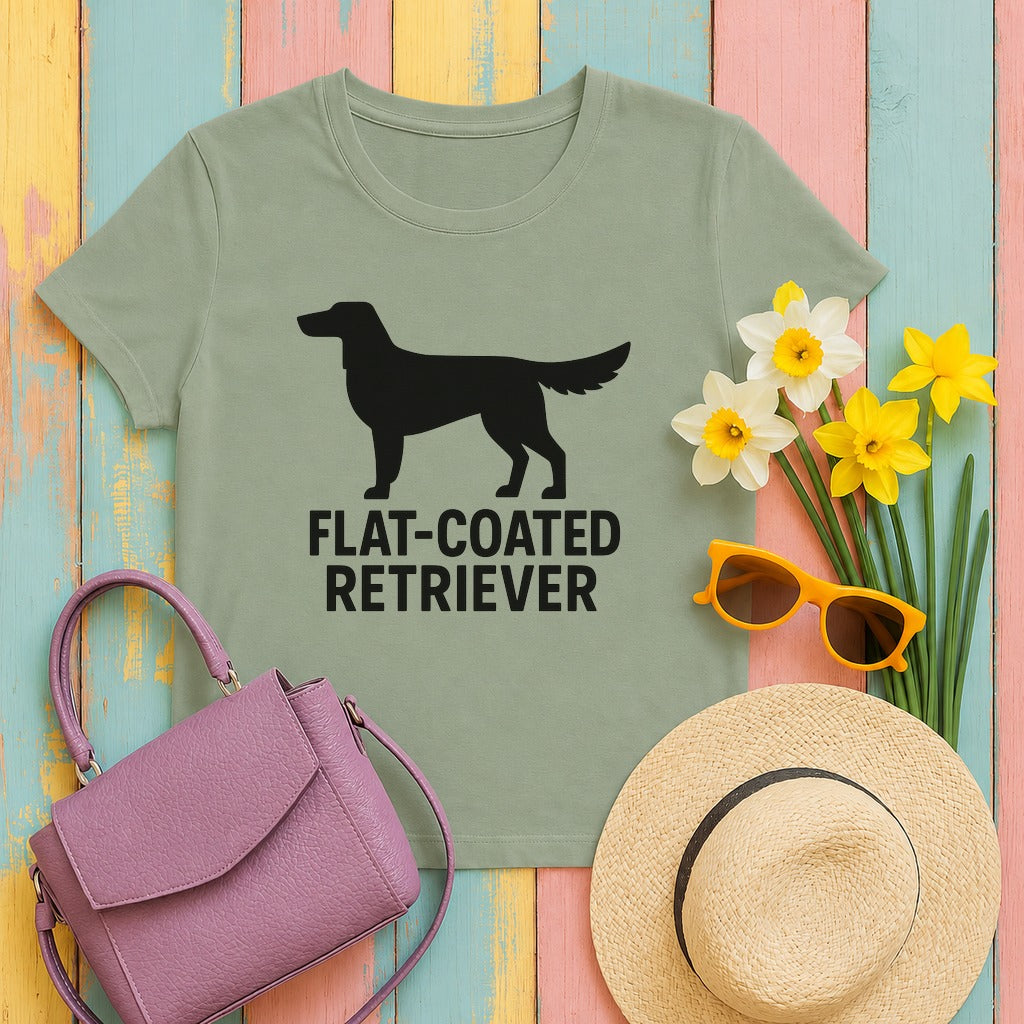 flat-coated retriever breed-silhouette tee flat lay hero
