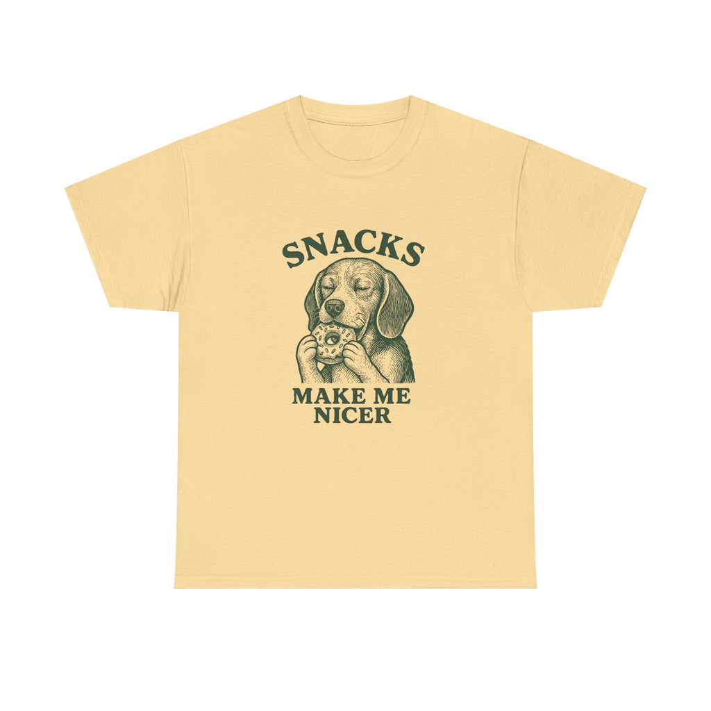 Snacks Make Me Nicer Dog with Beagle T-Shirt
