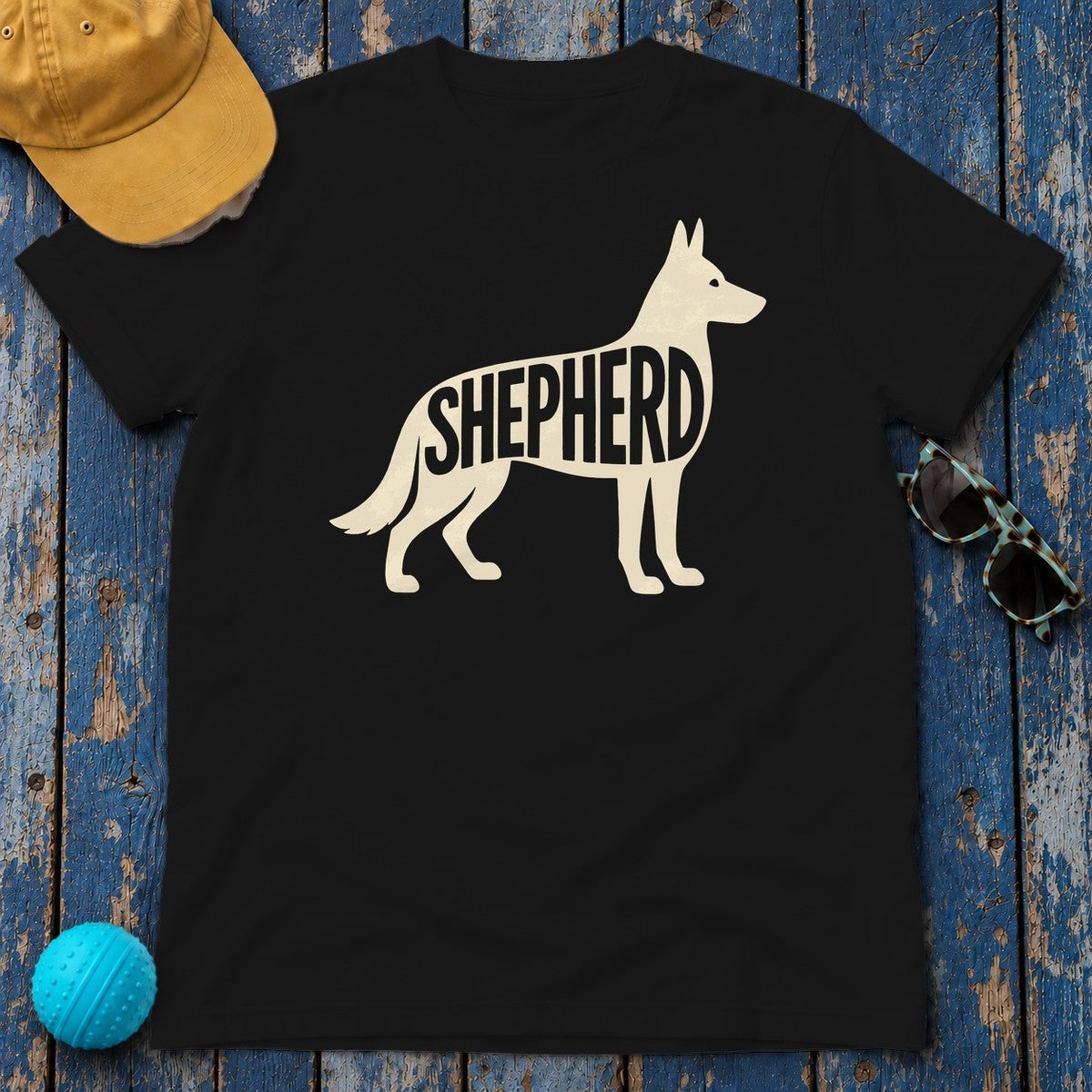 Elegant German Shepherd Silhouette T-Shirt in Black