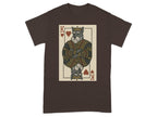 Brown t-shirt with a King of Hearts playing card featuring a schnauzer.