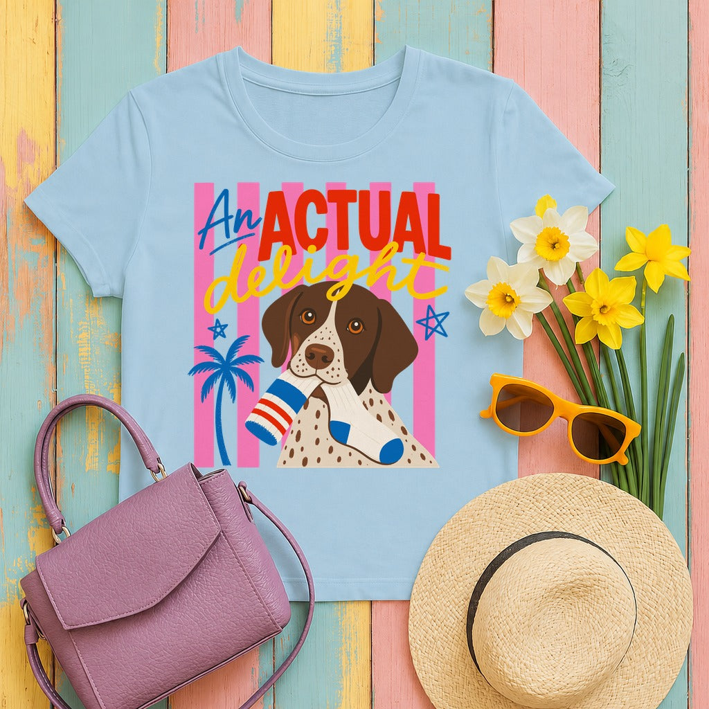 The Actual Delight German Shorthaired Pointer T-Shirt in Light Blue