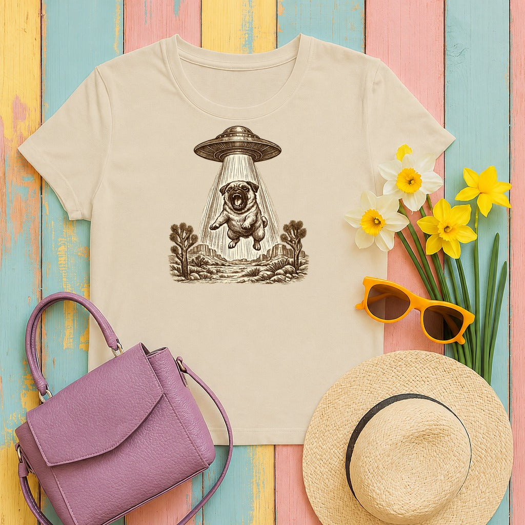 Vintage Abducted Pug Desert T-shirt in Sand