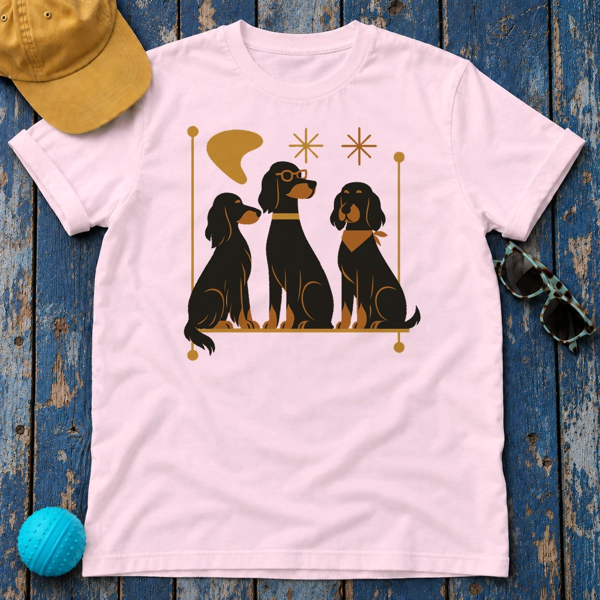 Mid-Mod Gordon Setters T-Shirt in Light Pink