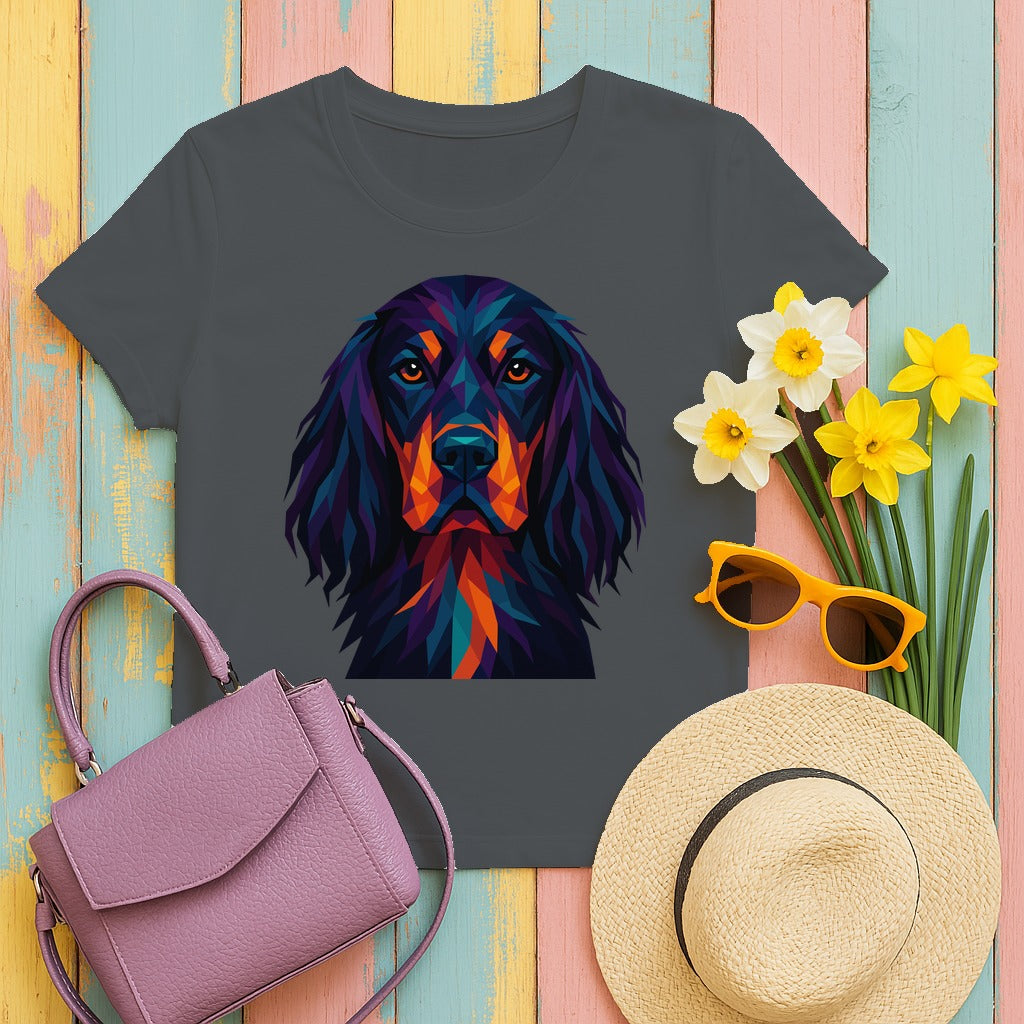 Polygon Art Style Gordon Setter T-Shirt in Charcoal