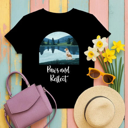 Dog at Lakeside Graphic Design for Nature Lovers T-Shirt Black T-shirt