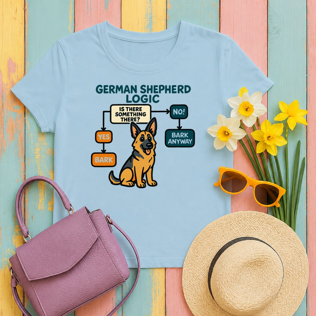 GSD Logic: Bark Anyway T-Shirt in Light Blue