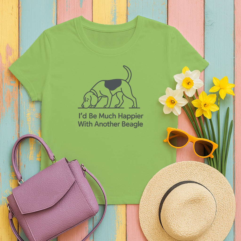 Happier With Another Beagle T-Shirt in Lime