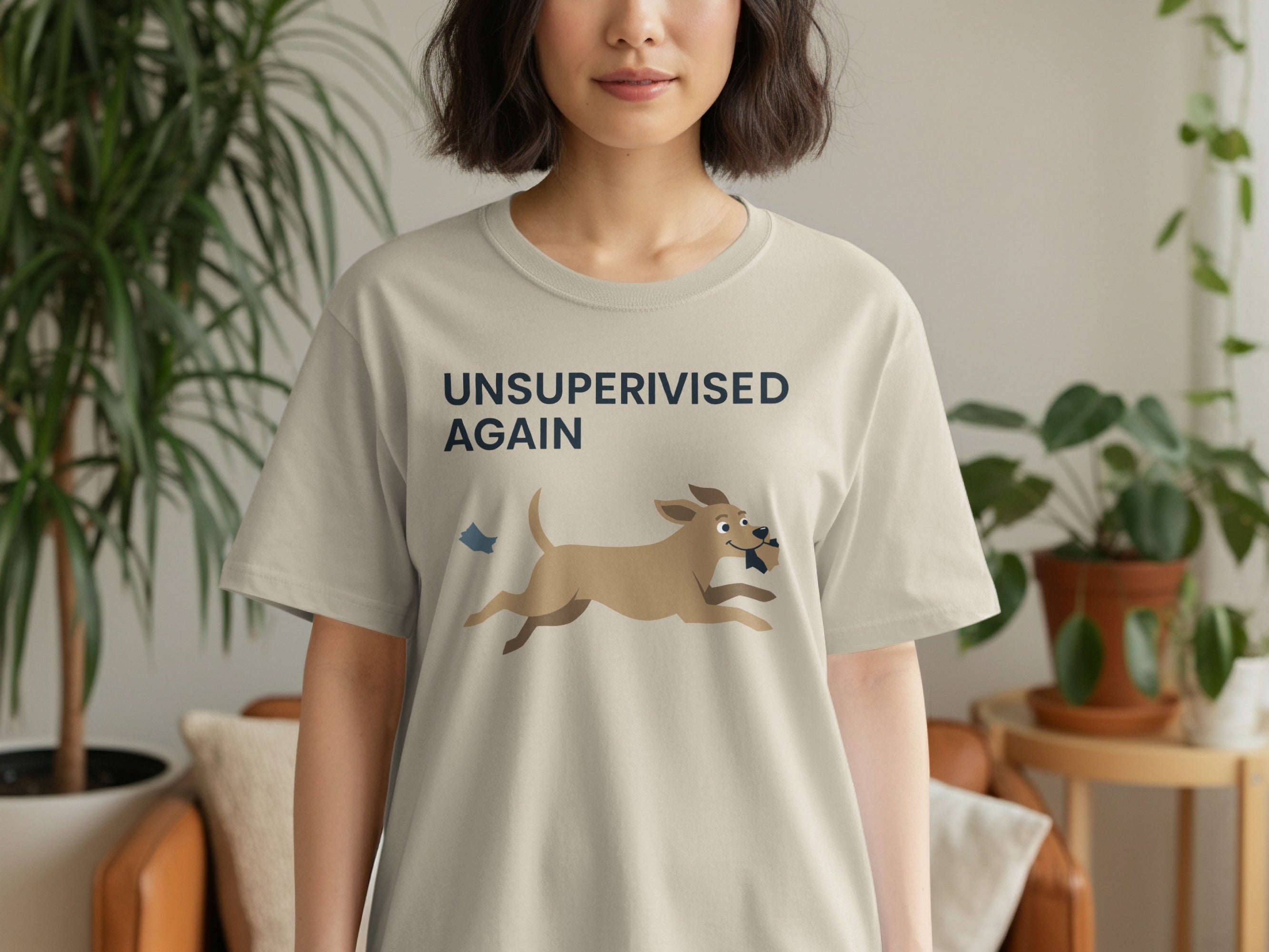 Unsupervised Again Dog Design Cute Casual Shirt