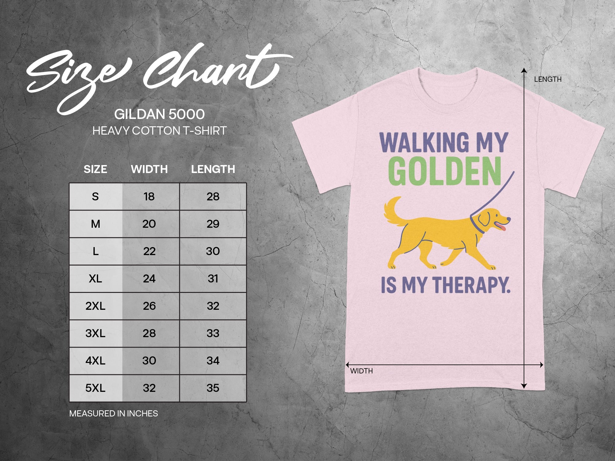 Walking My Golden Is My Therapy Print T-Shirt