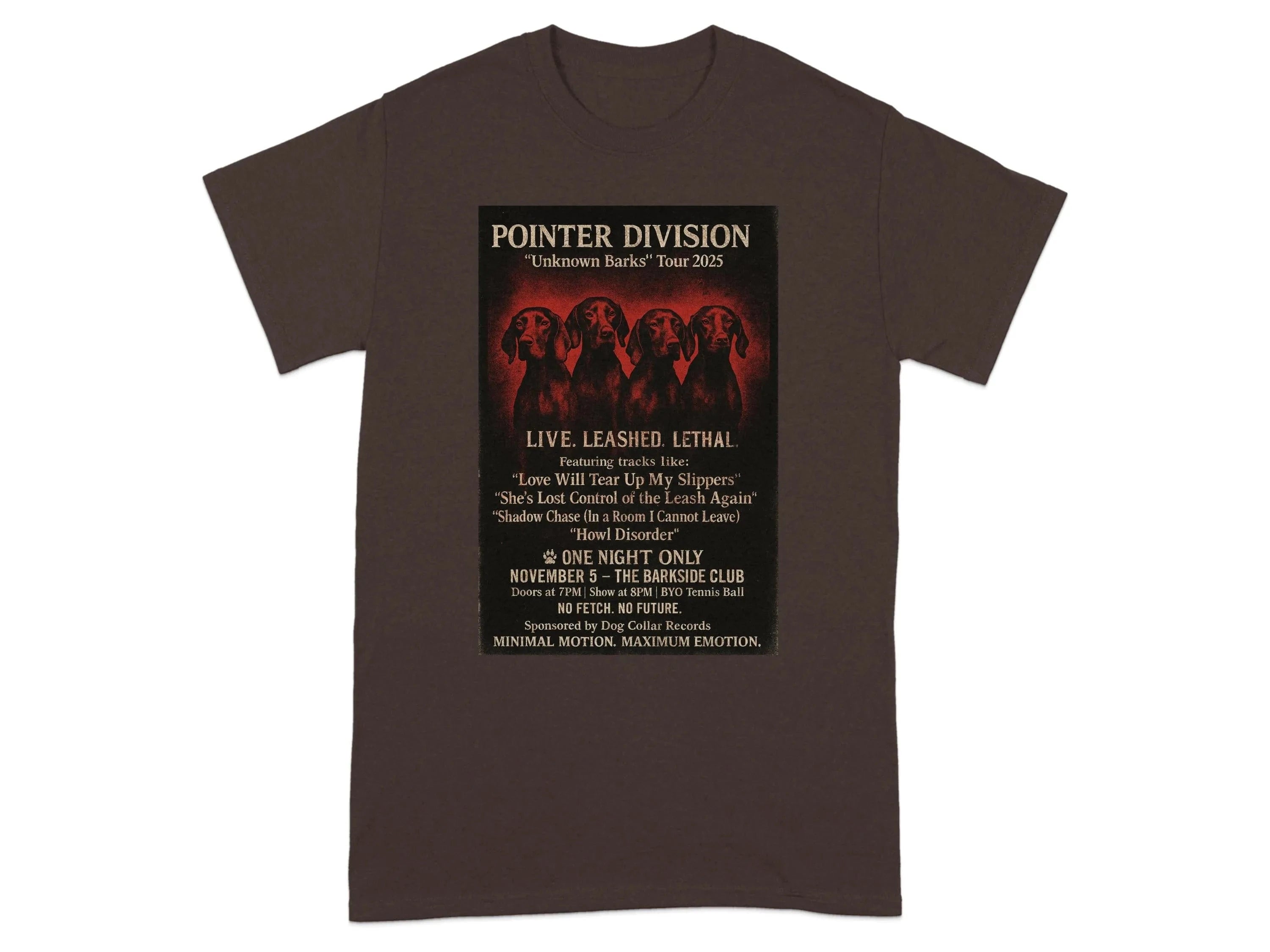 Pointer Division Unknown Barks Tour 2025 Concert T-Shirt Dark Chocolate T-shirt