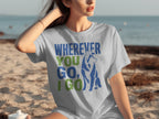 Light grey t-shirt with a wolf and text "Wherever You Go, I Go."