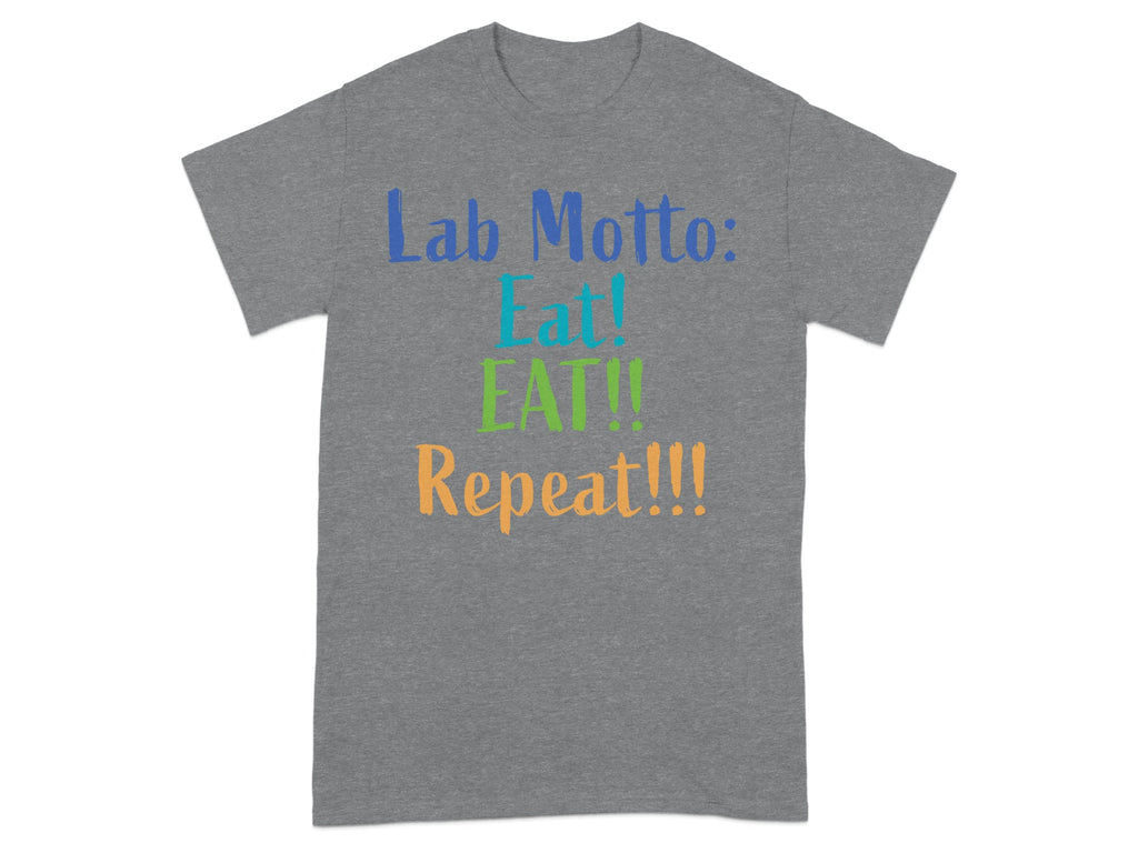 Lab Motto Eat EAT EAT Repeat Funny Graphic Tee