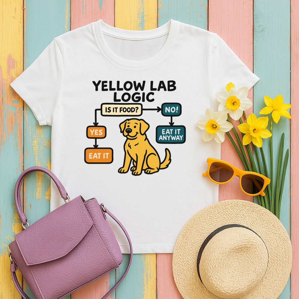 Yellow Lab Logic Premium Graphic T-Shirt in White