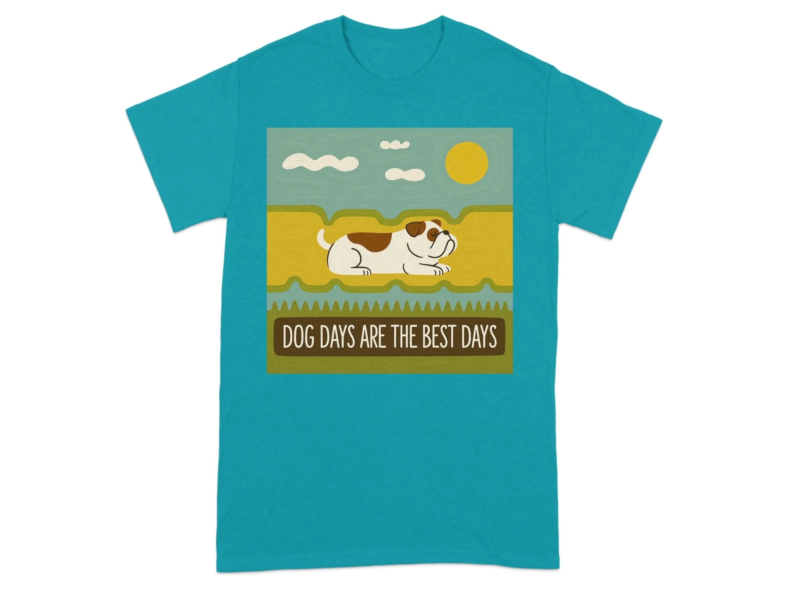 Dog Days Are the Best Days Bulldog T-Shirt Tropical Blue T-shirt
