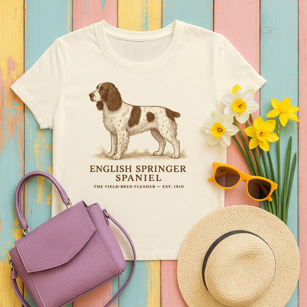 English Springer Spaniel Field Guide Tee in Natural