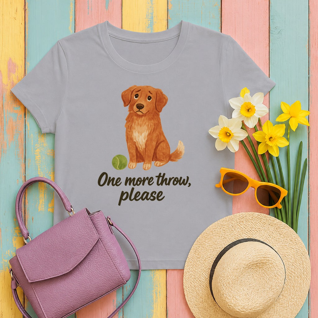 Nova Scotia Duck Tolling Retriever One More Throw Please T-shirt in Athletic Heather