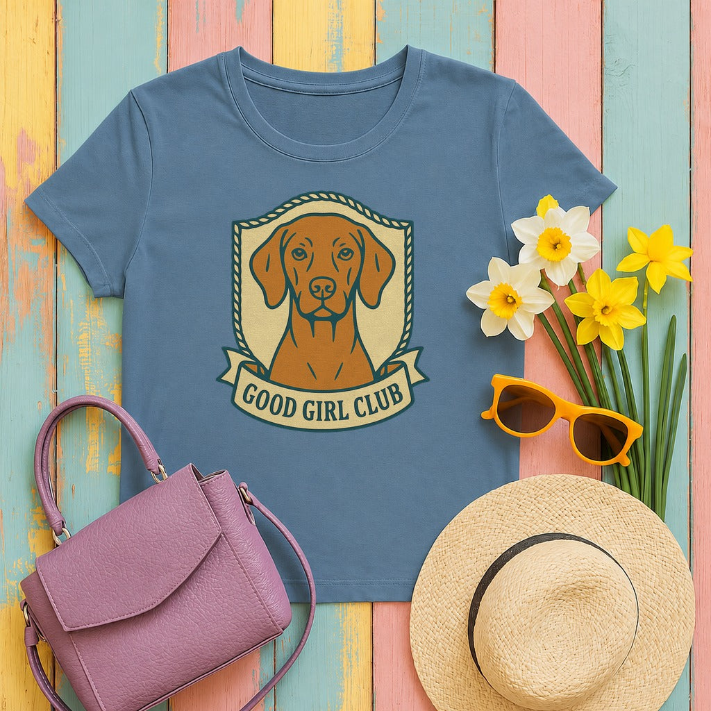Vizsla Good Girl Club Tee in Steel Blue