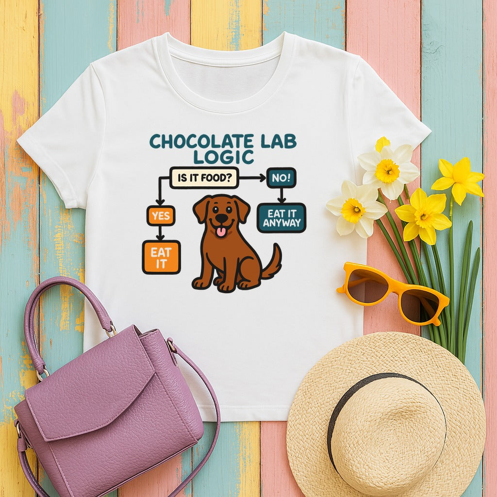 The Chocolate Lab Logic Flowchart T-Shirt in White
