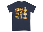 Cartoon dogs baking bread and pastries in various kitchen scenes.