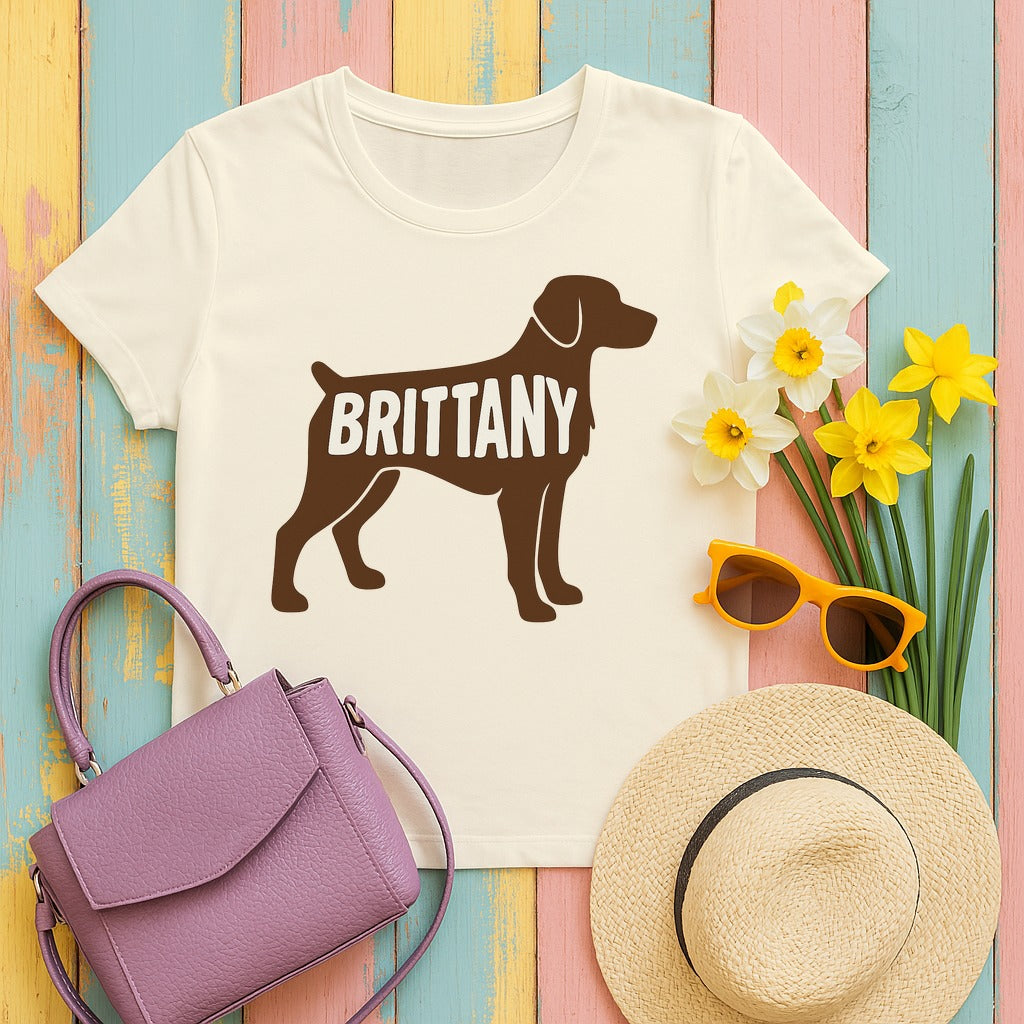 Brittany Spaniel Silhouette T-shirt in Natural