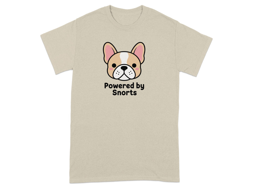 Powered by Snorts Cute Cartoon Dog Graphic T-Shirt