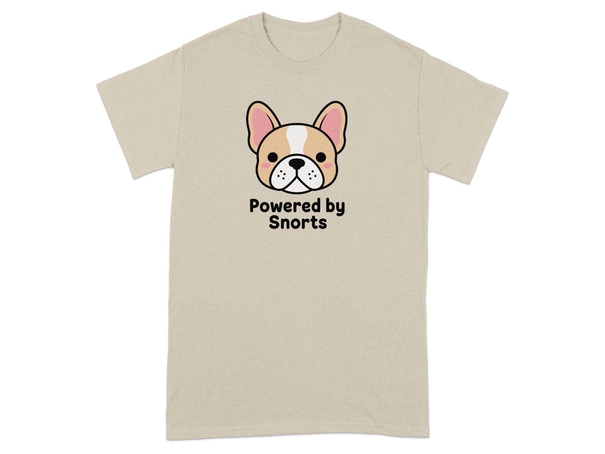 Powered by Snorts Cute Cartoon Dog Graphic T-Shirt