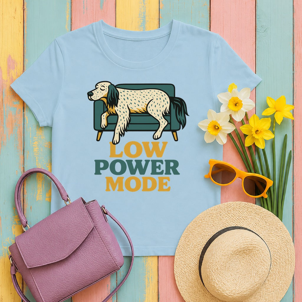 English Setter Low Power Mode Tee in Light Blue