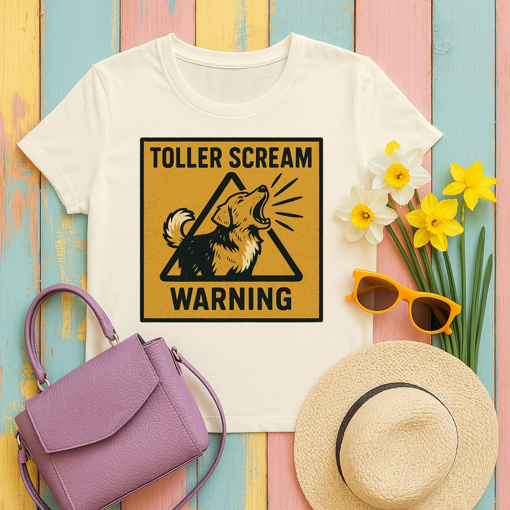 Nova Scotia Duck Tolling Retriever Scream Warning T-shirt in Natural