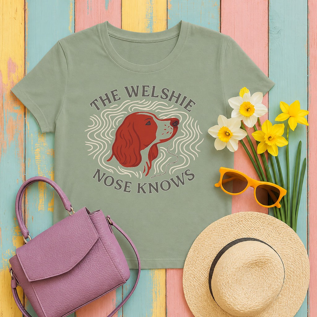 Welsh Springer Spaniel The Nose Knows T-shirt in Sage