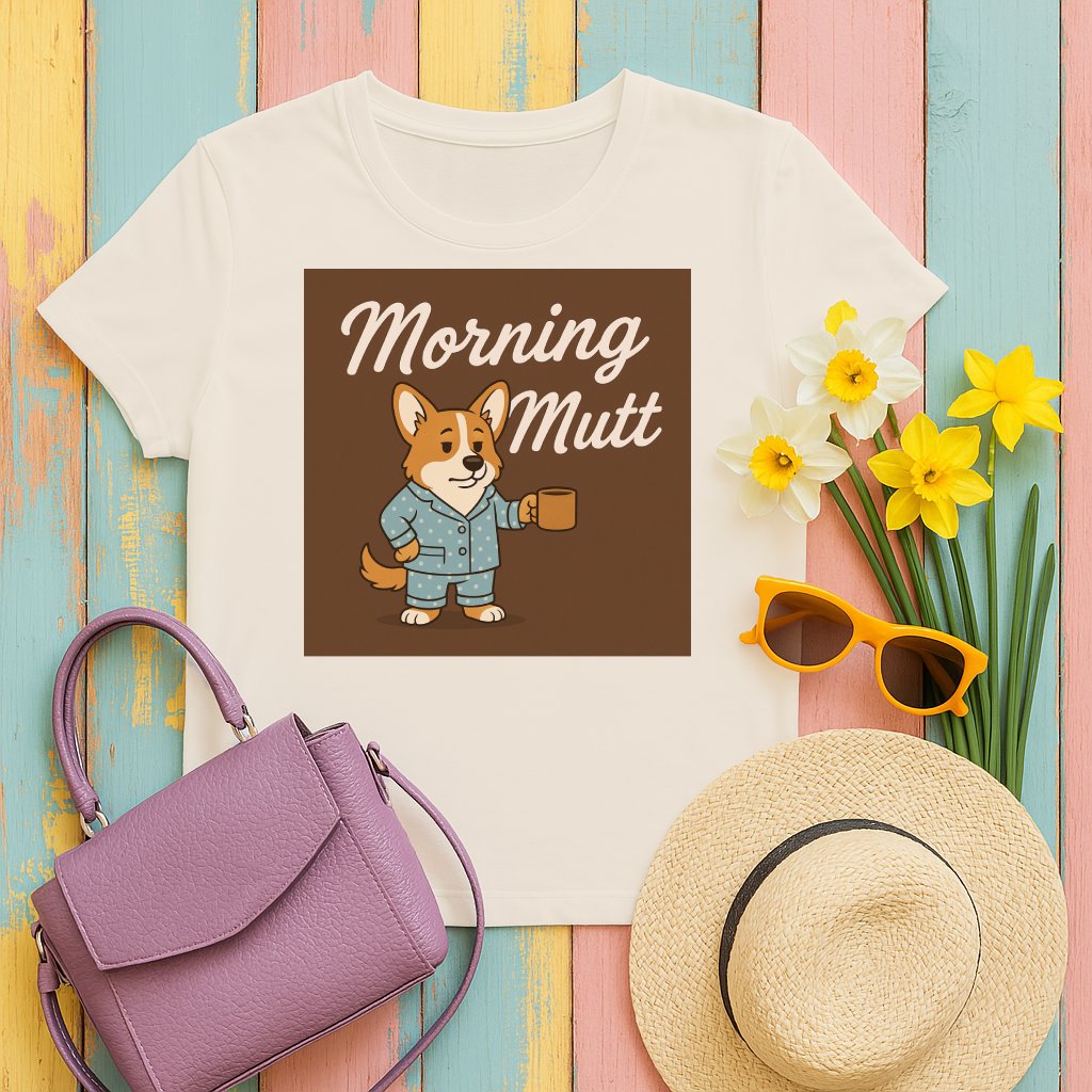 Morning Mutt Corgi with Coffee T-shirt product type