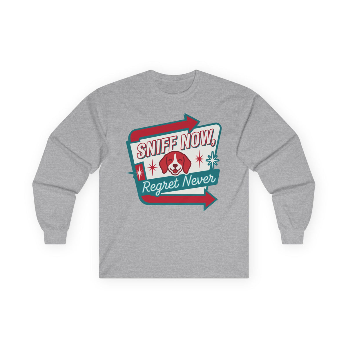 Sniff Now, Regret Never Retro Beagle Long Sleeve Tee in Sport Grey