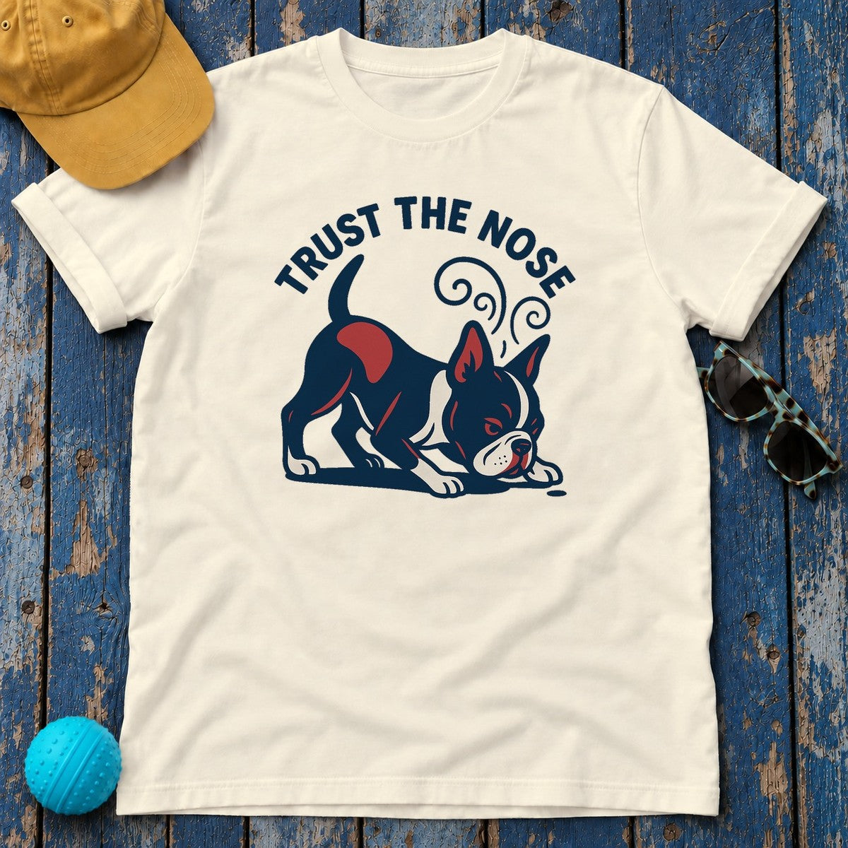 Trust The Nose Boston Terrier Tee in Natural