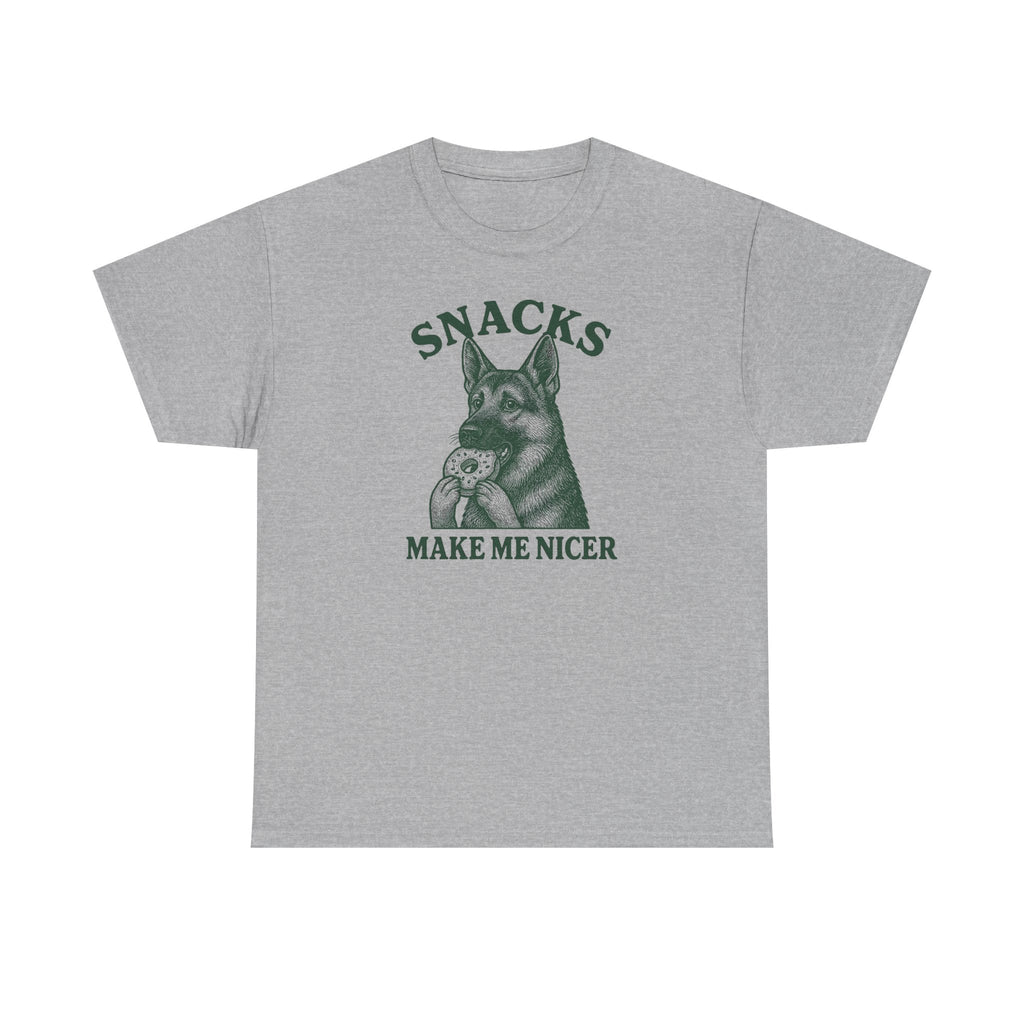 Snacks Make Me Nicer Funny German Shepherd With Donut Cute T-Shirt