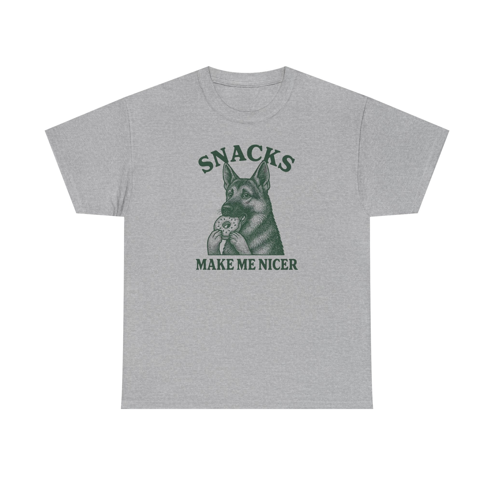 Snacks Make Me Nicer Funny German Shepherd With Donut Cute T-Shirt