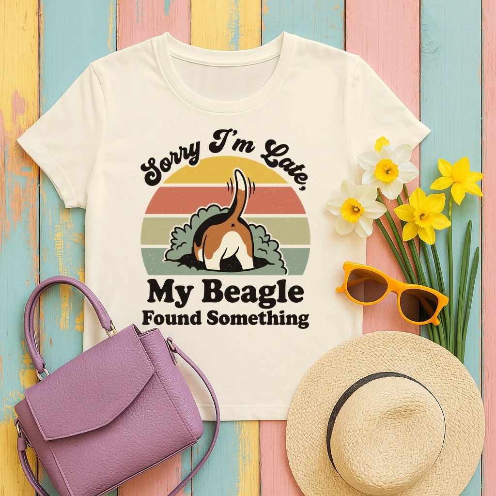 Sorry I'm Late Beagle T-Shirt in Natural
