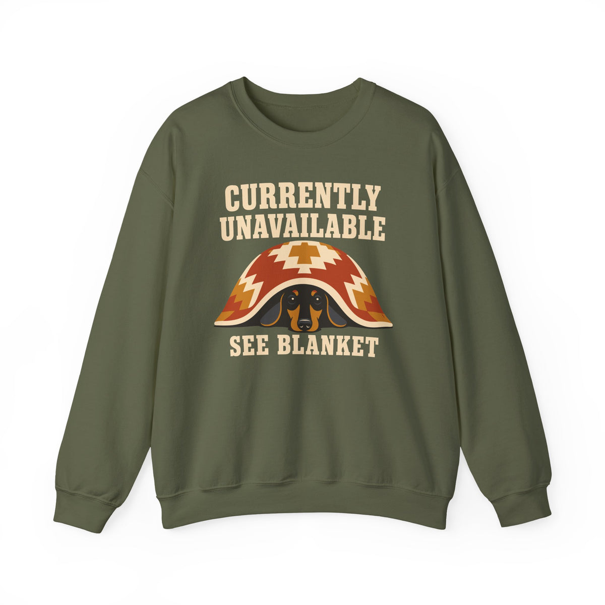 See Blanket Dachshund Sweatshirt in Military Green