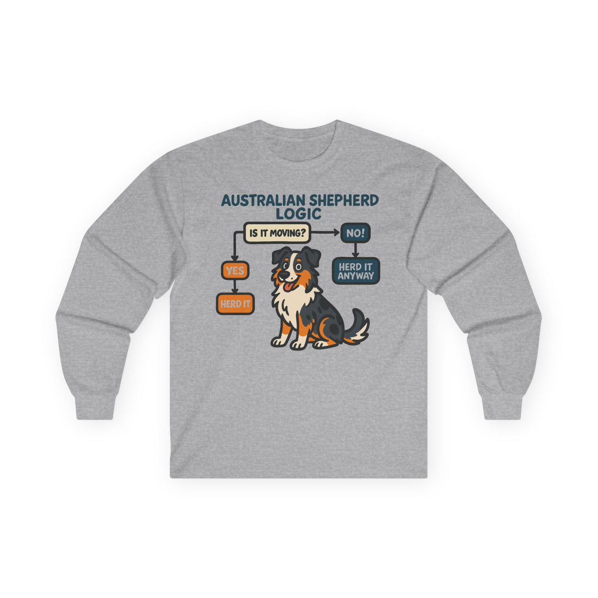 The Aussie Logic Flowchart Long Sleeve Tee in Sport Grey