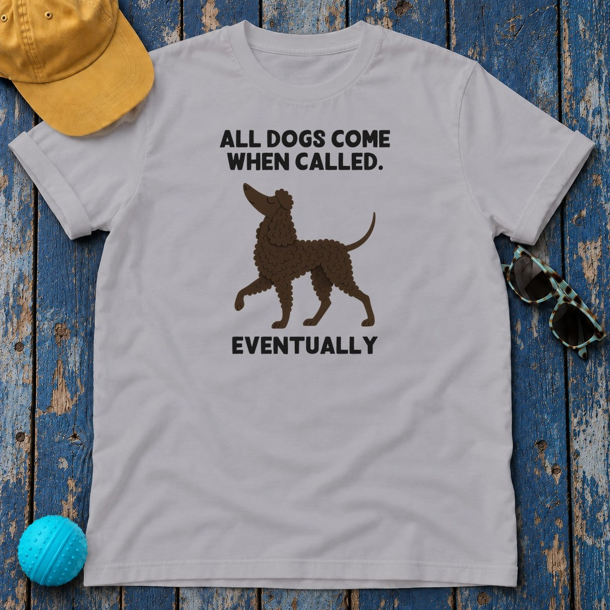 Irish Water Spaniel Comes When Called Eventually Tee in Athletic Heather