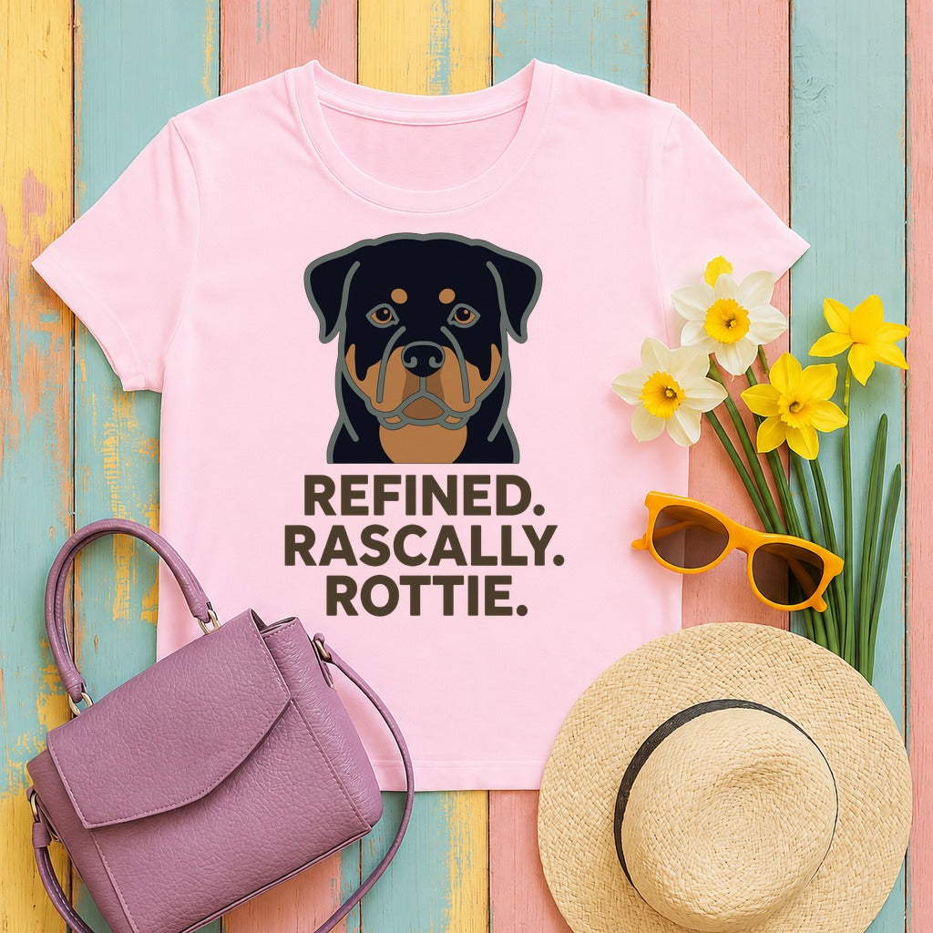 Refined Rascally Rottie Graphic T-Shirt in Light Pink