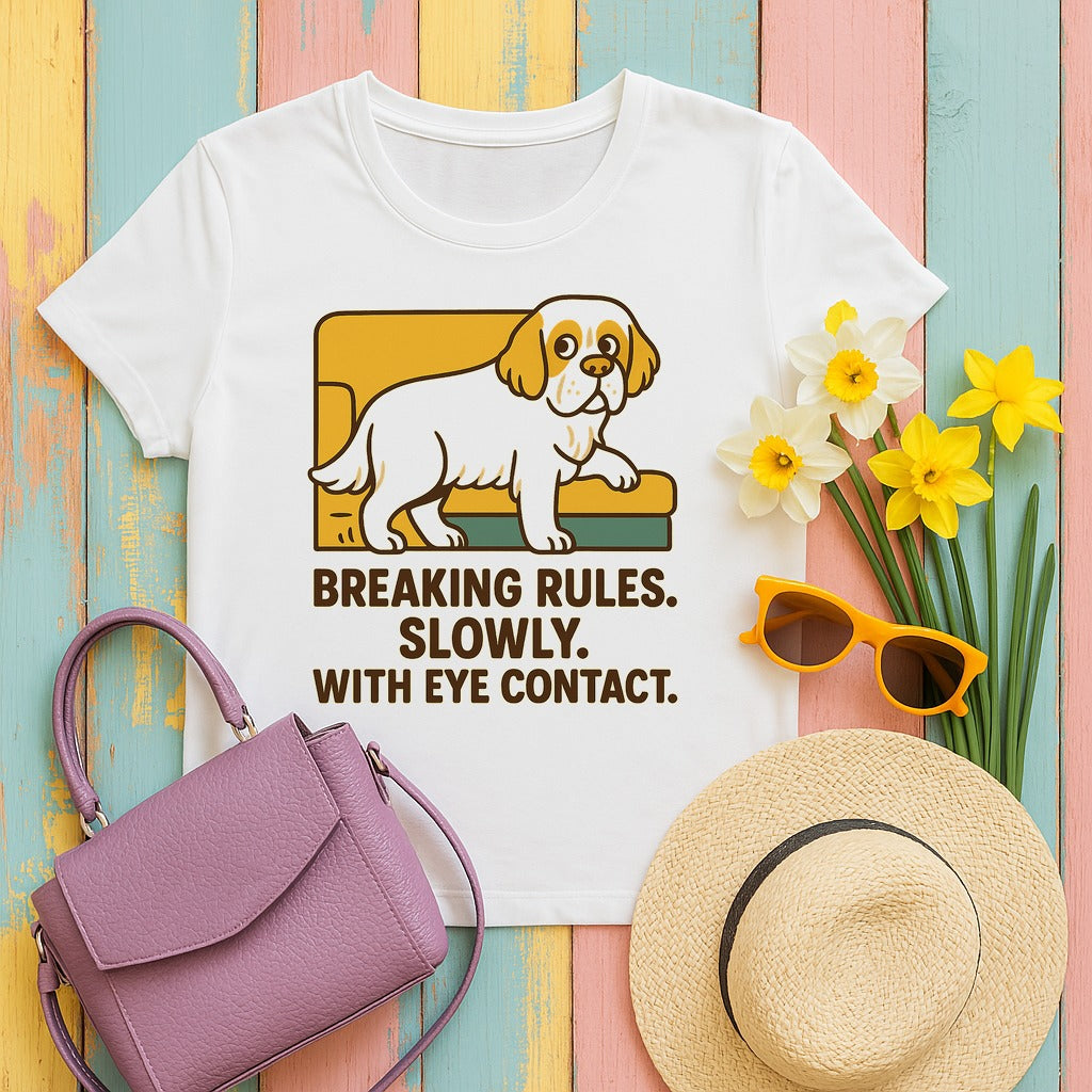 Clumber Breaking Rules Slowly Tee in White